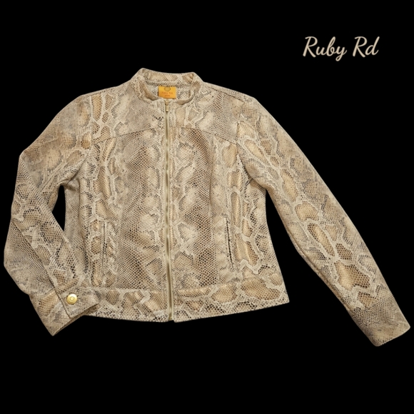 Ruby Rd. Snake Print Moto Jacket - Picture 2 of 8